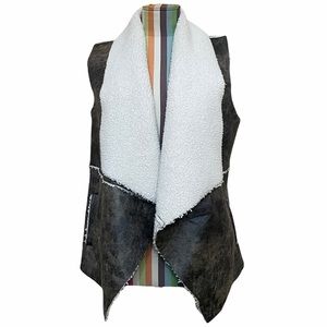 JACK Faux Leather Shearling Sherpa Open Vest